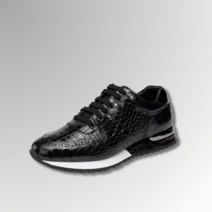 Black Crocodile Skin Sneakers