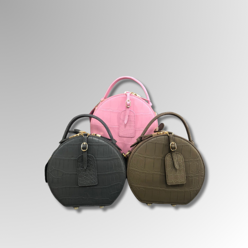 Crocodile Skin Round Handbag