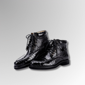 Crocodile Skin Lace-Up Boots