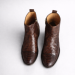 Ostrich Skin Ankle Boots