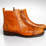 Ostrich Skin Ankle Boots