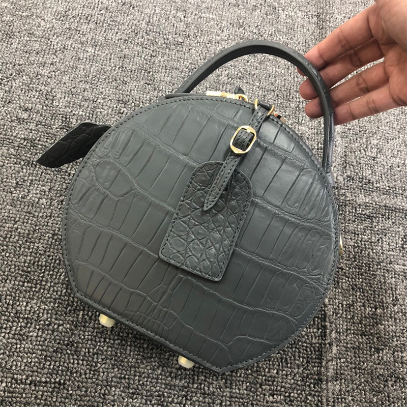 Crocodile Skin Round Handbag-alt2