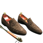 Suede Crocodile Skin Loafers
