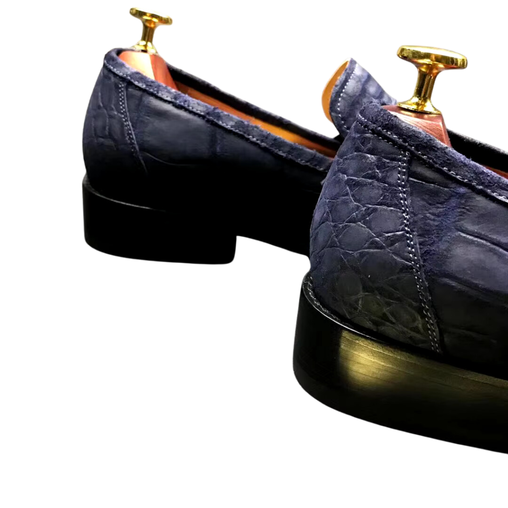 Suede Crocodile Skin Loafers