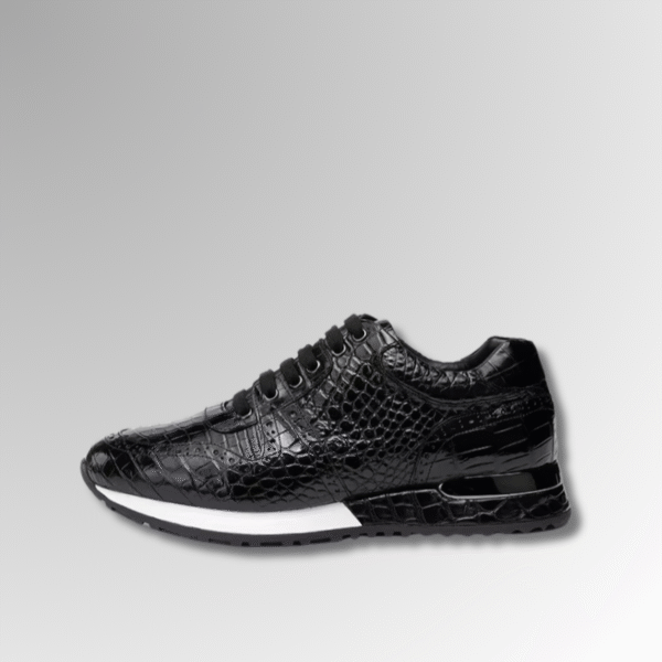 black crocodile skin sneakers