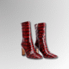 Red Crocodile Skin Mid-Calf Boots