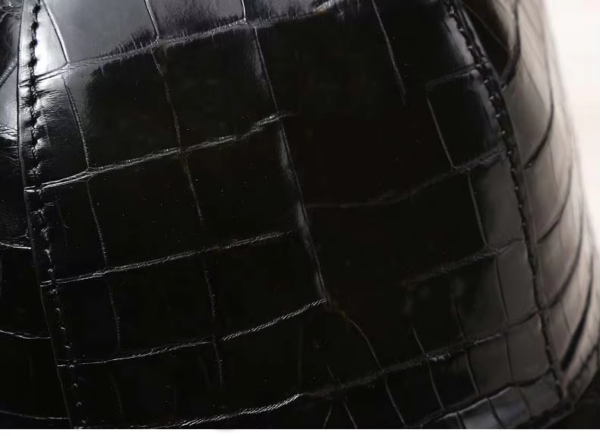 Black Baseball Cap Crocodile Belly Skin