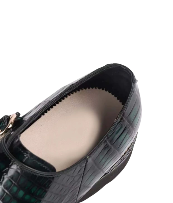 Brushed Crocodile Skin Double Monk Strap Shoes