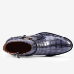Hand-Painted Crocodile Skin Ankle Boots