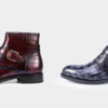 Hand-Painted Crocodile Skin Ankle Boots