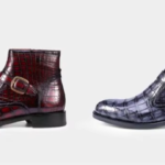 Hand-Painted Crocodile Skin Ankle Boots