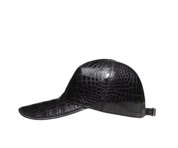 Black Baseball Cap Crocodile Belly Skin