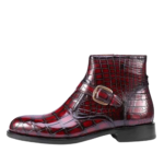 Hand-Painted Crocodile Skin Ankle Boots