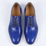 Electric Blue Lizard Skin Lace-up Classic Shoes