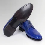Electric Blue Lizard Skin Lace-up Classic Shoes