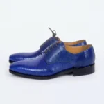 Electric Blue Lizard Skin Lace-up Classic Shoes
