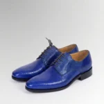 Electric Blue Lizard Skin Lace-up Classic Shoes