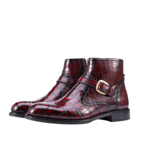 Hand-Painted Crocodile Skin Ankle Boots