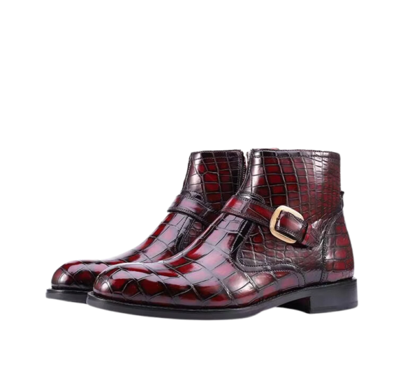 Hand-Painted Crocodile Skin Ankle Boots