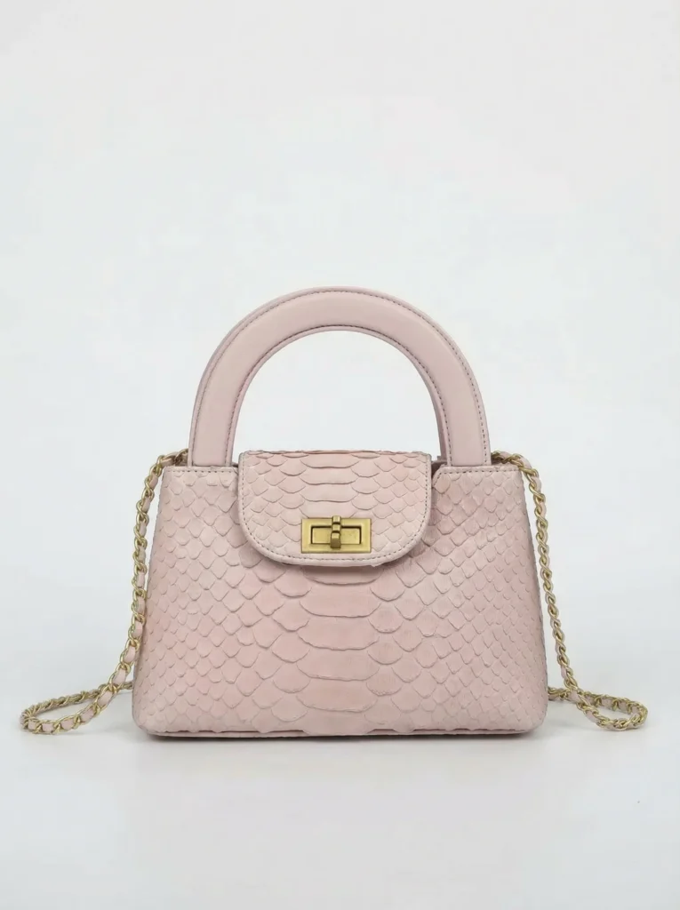 Snake Skin Crossbody Top-Handle Bag