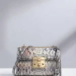 Python Skin Lock Flap Bag