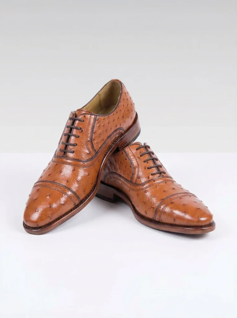 Ostrich Skin Lace-up Shoes