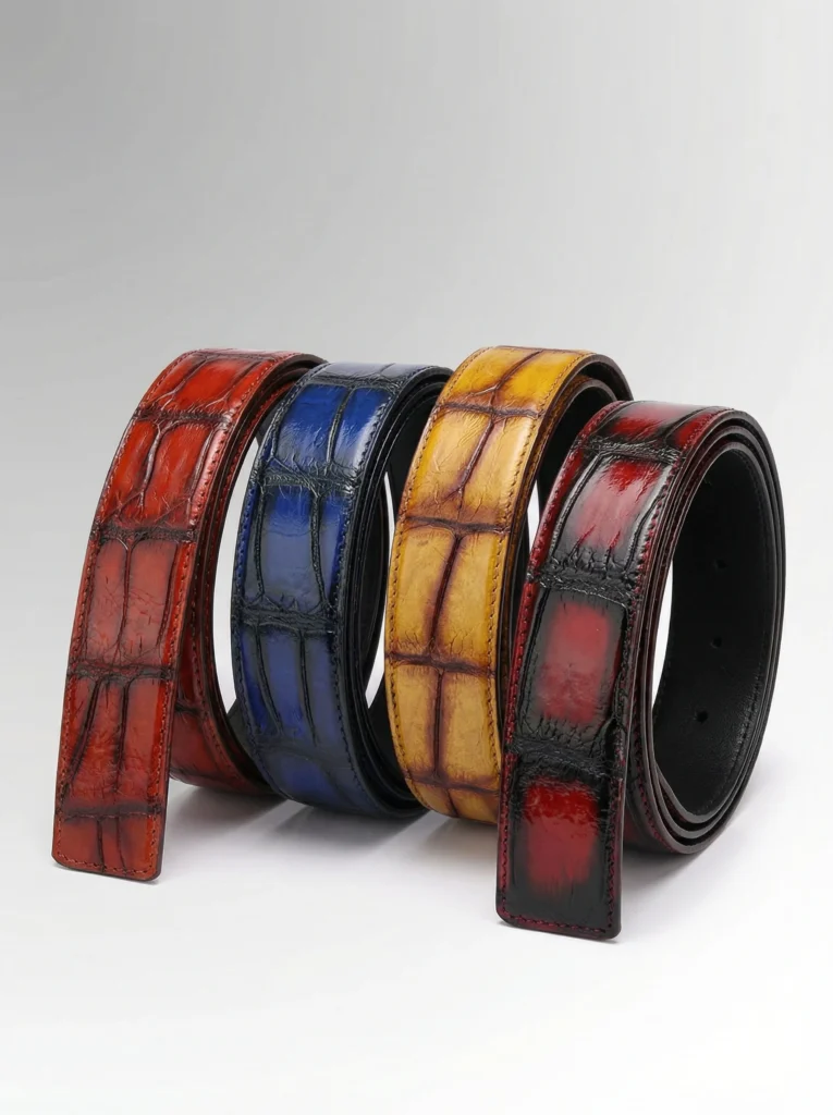 Hand-painted Alligator Skin Belt