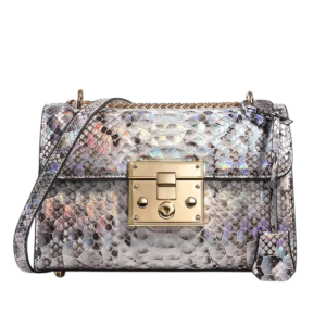 Python Skin Lock Flap Bag