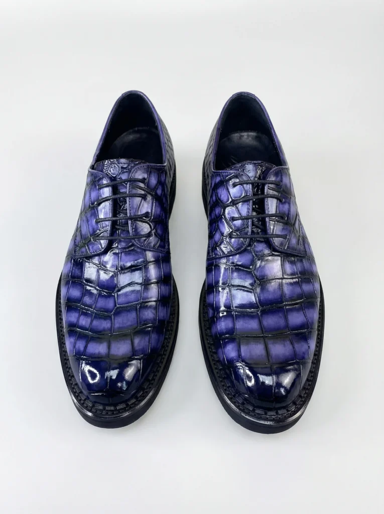 Hand-Painted Crocodile Skin Oxford Shoes