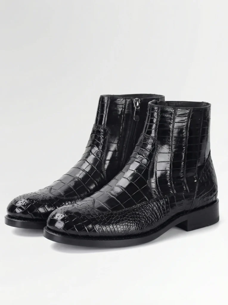 Crocodile Leather Brogue Boots