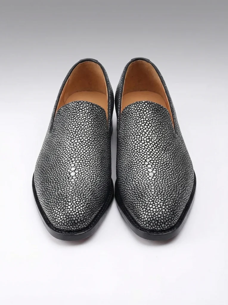 Black Stingray Skin Loafers