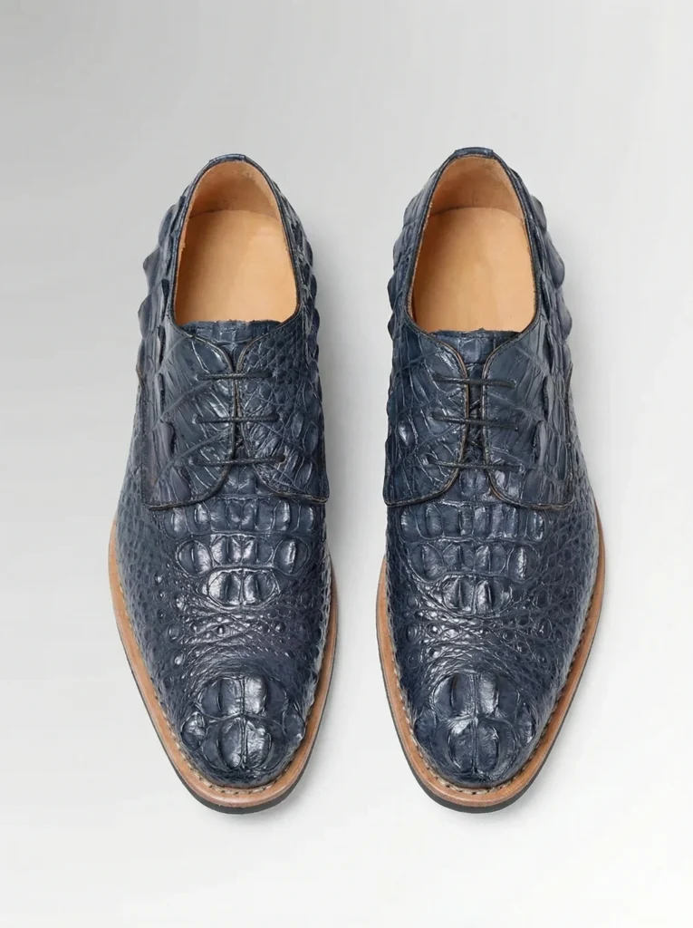 Blue Crocodile Skin Oxford Shoes