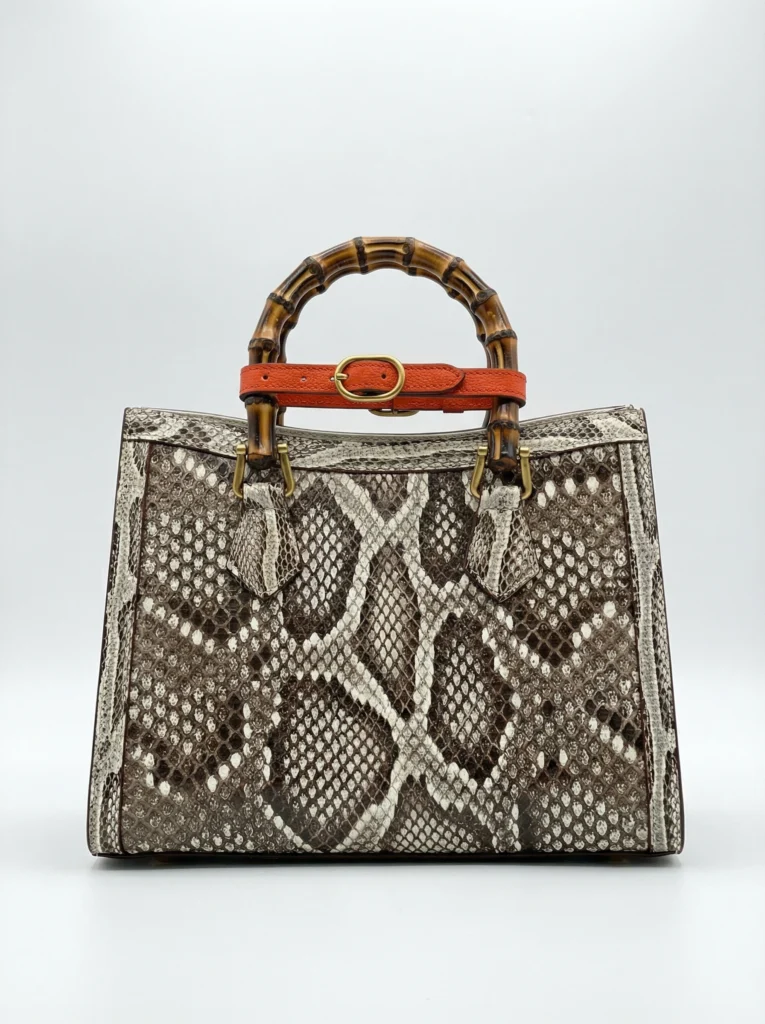 Python Snake Skin Top-Handle Handbag