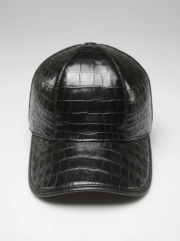 Black Crocodile Belly Skin Baseball Cap