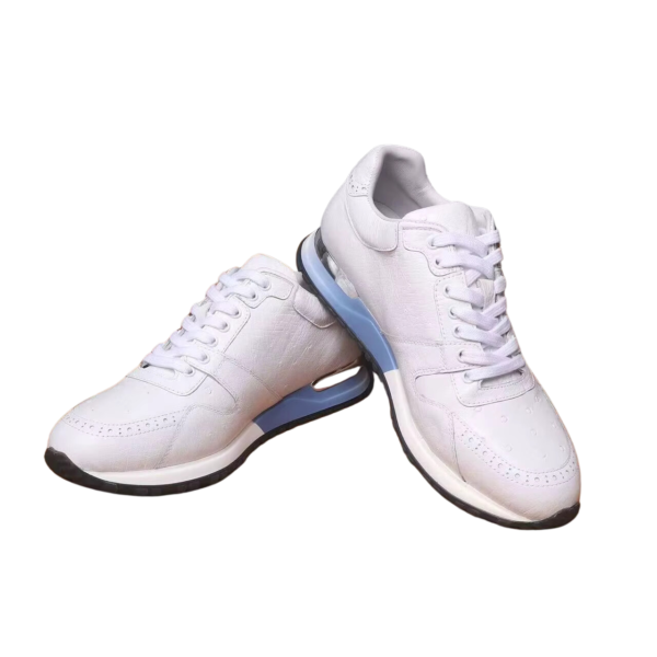 White Ostrich Skin Sneakers