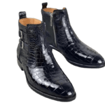 Double Strap Crocodile Skin Ankle Boots