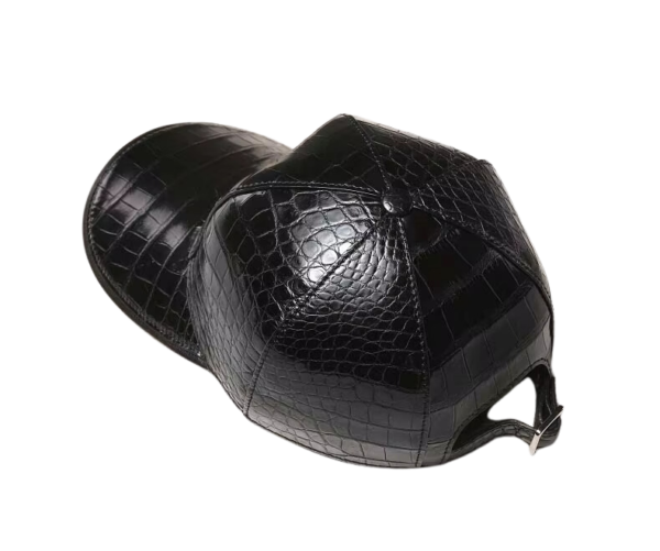 Black Baseball Cap Crocodile Belly Skin