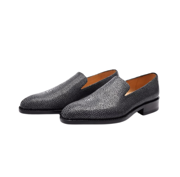Black Stingray Skin Loafers