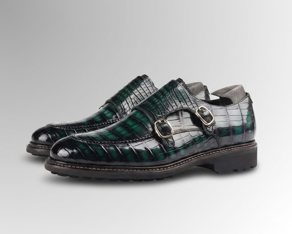 Brushed Alligator Skin Double Monk