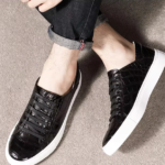 Crocodile Skin Flat Sneakers