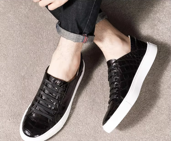 Crocodile Skin Flat Sneakers