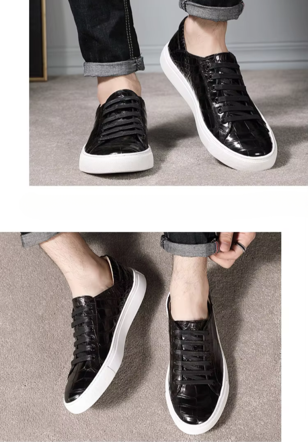 Crocodile Skin Flat Sneakers