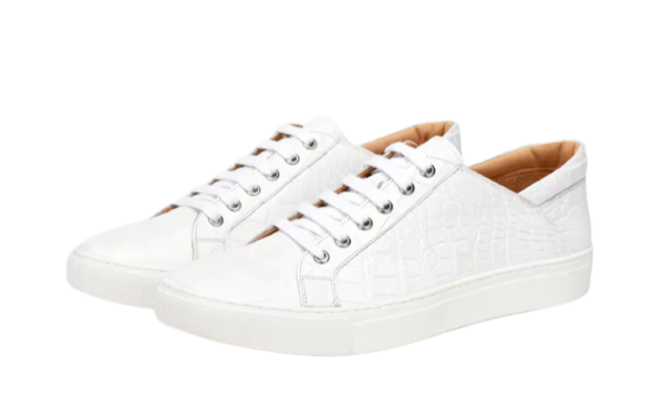 Crocodile Skin Flat Sneakers