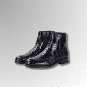 Black Crocodile Skin Ankle Boots