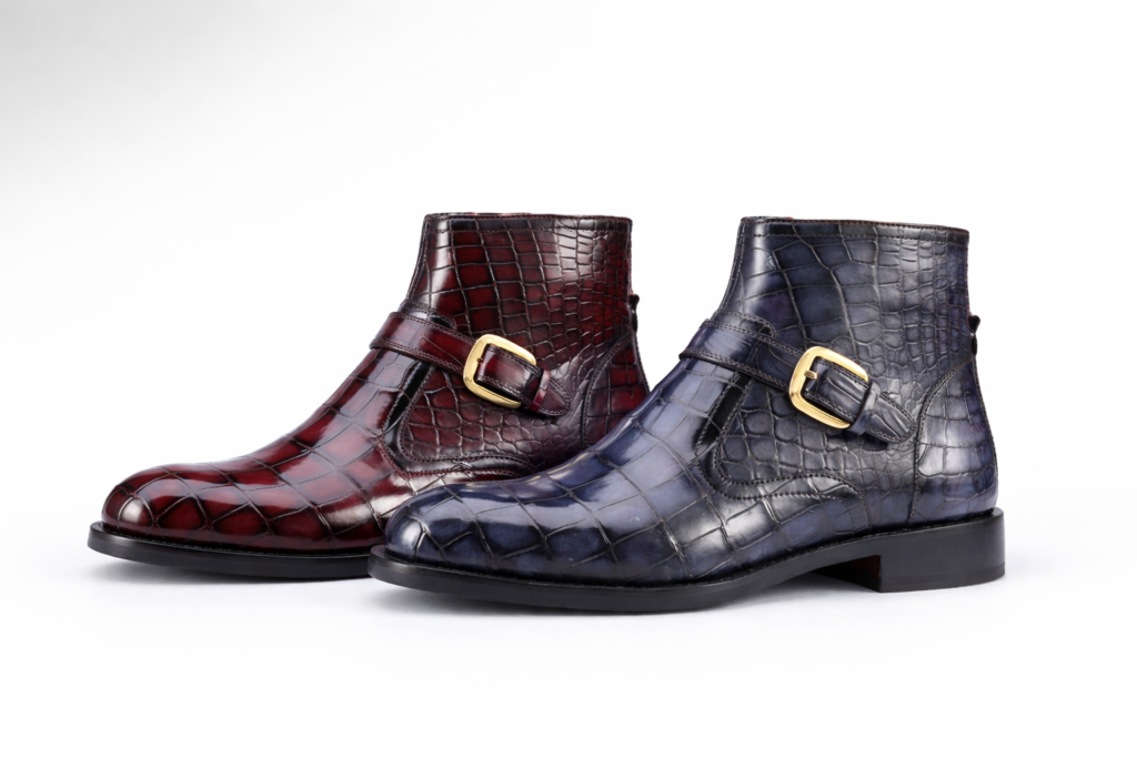 Hand-Painted Alligator Ankle Boots