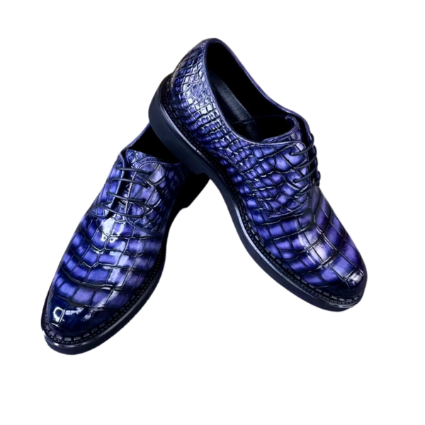 Hand-Painted Crocodile Skin Oxford Shoes