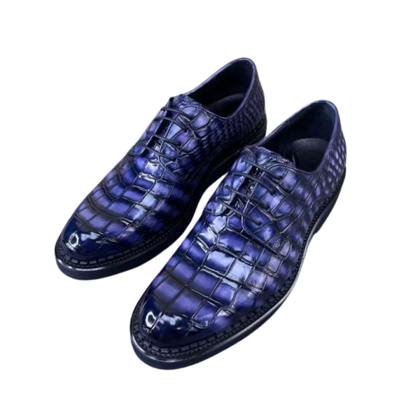 Hand-Painted Crocodile Skin Oxford Shoes