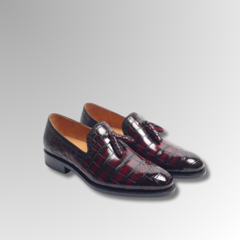 Crocodile Skin Tassel Loafers