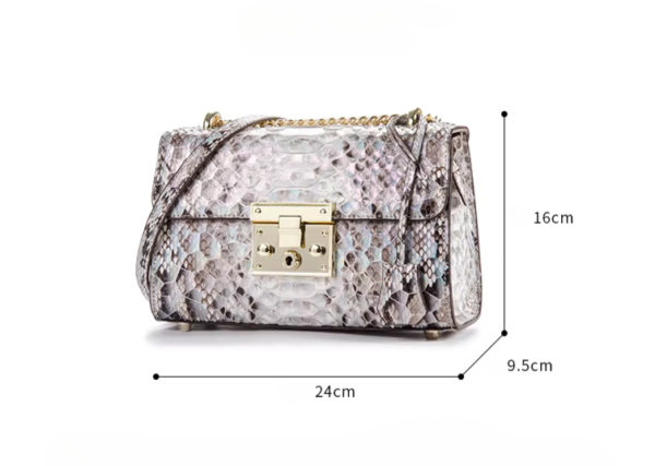 Python Skin Lock Flap Bag