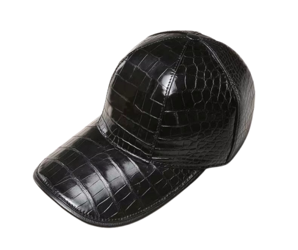 Black Baseball Cap Crocodile Belly Skin